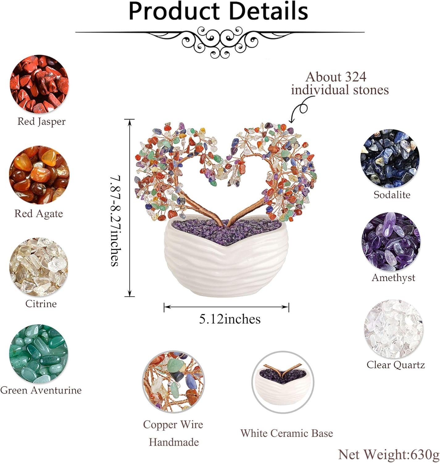 7 Chakra Healing Crystal Heart Money Tree