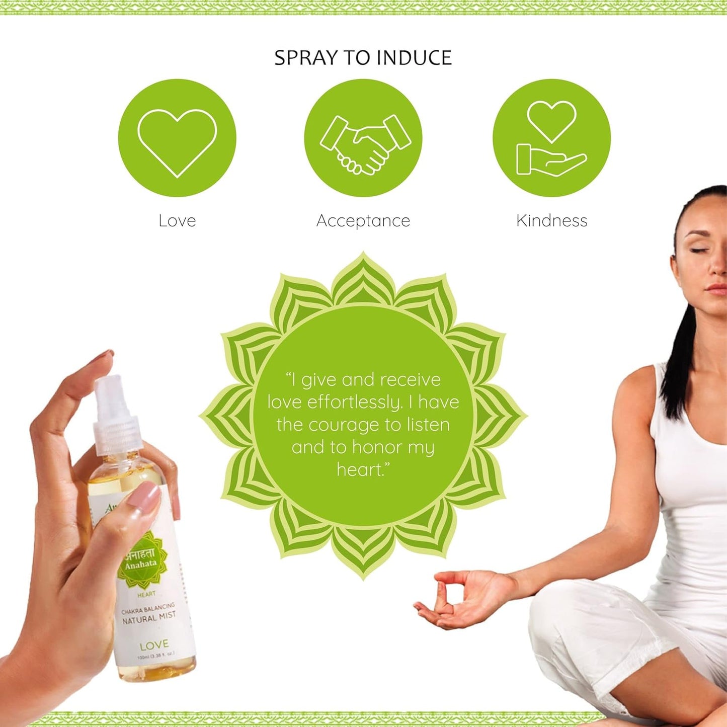 Heart Chakra Natural Mist 100Ml/3.3 Fl Oz | Anahata | Aromatherapy Spray for Chakra Balance | Rose & Bergamot Extracts
