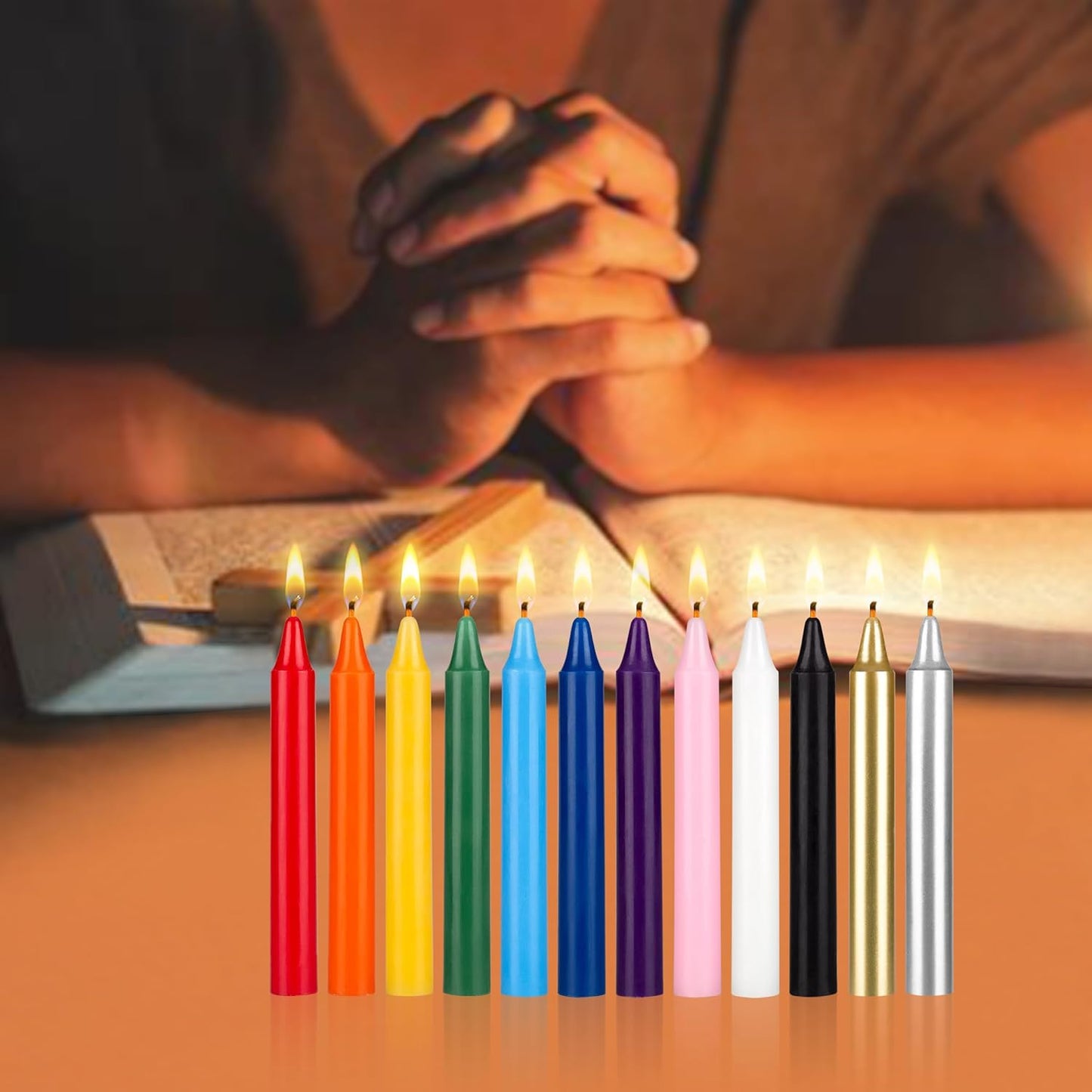 Multicolored 12 Pcs Unscented Handcrafted Wax Candle 4 Inch X 1/2 Inch