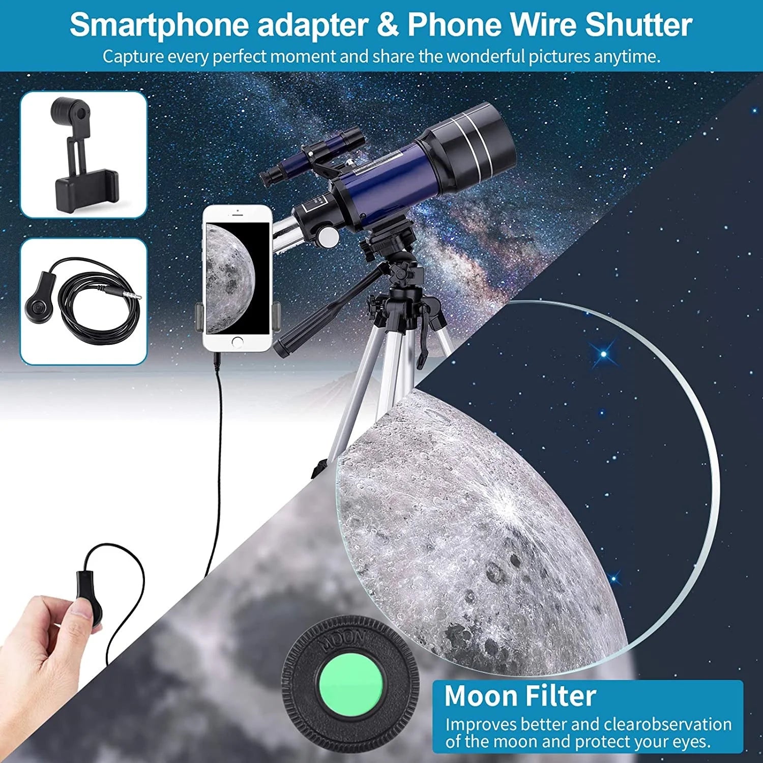 Telescopes for  Beginners, 70MM Telescope for Astronomy, Refractor Telescopes with Tripod