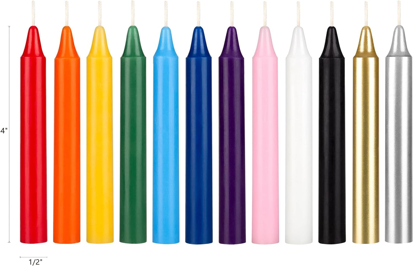 Multicolored 12 Pcs Unscented Handcrafted Wax Candle 4 Inch X 1/2 Inch