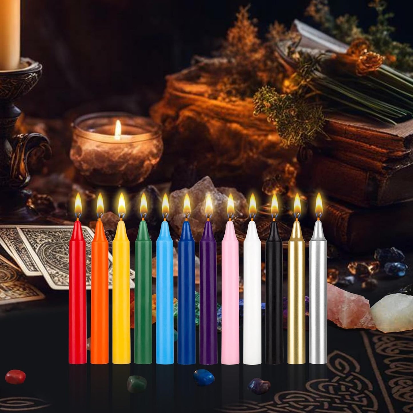 Multicolored 12 Pcs Unscented Handcrafted Wax Candle 4 Inch X 1/2 Inch
