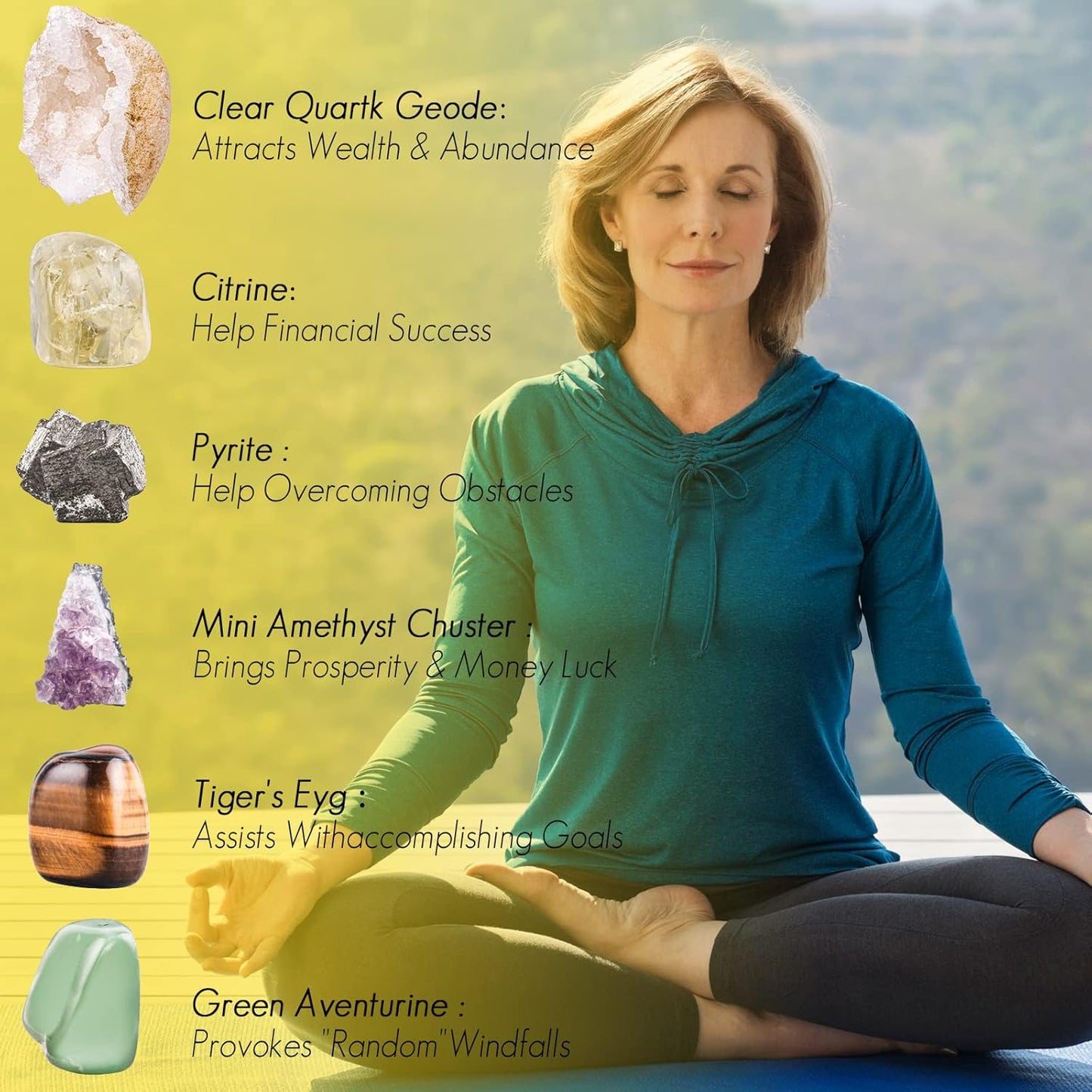 Crystals and Healing Stones Set for Abundance and Prosperity, Spiritual Crystals