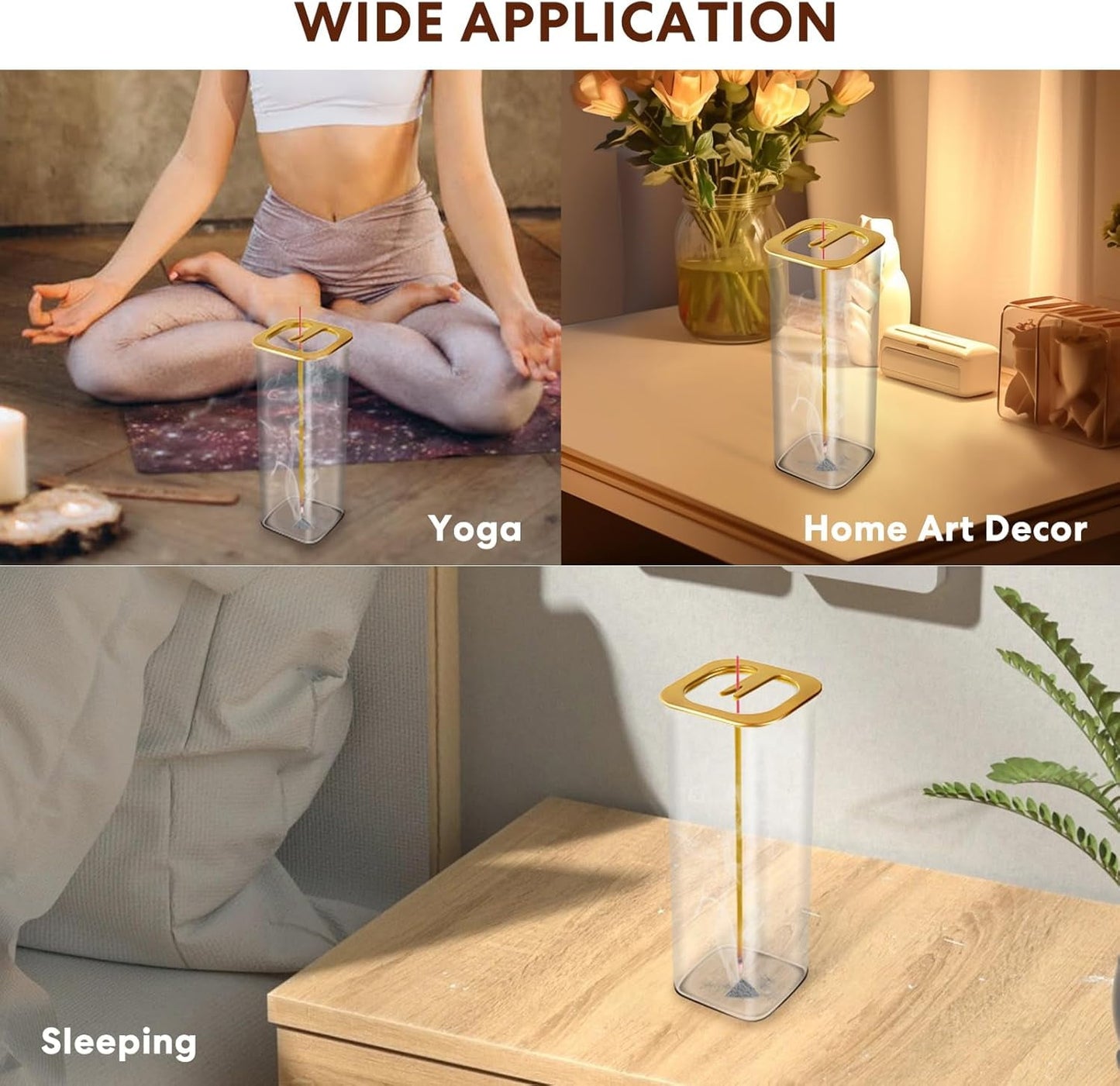 Golden Glass Incense Burner Stick Holder