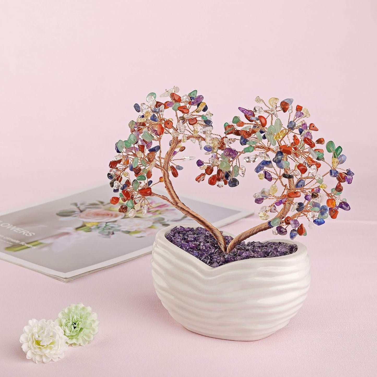 7 Chakra Healing Crystal Heart Money Tree